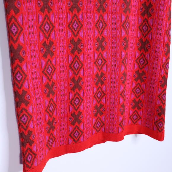 FREE PEOPLE NWT Kitt Mini Sweater Dress Red Printed Short Sleeve Women's XS - Picture 8 of 11